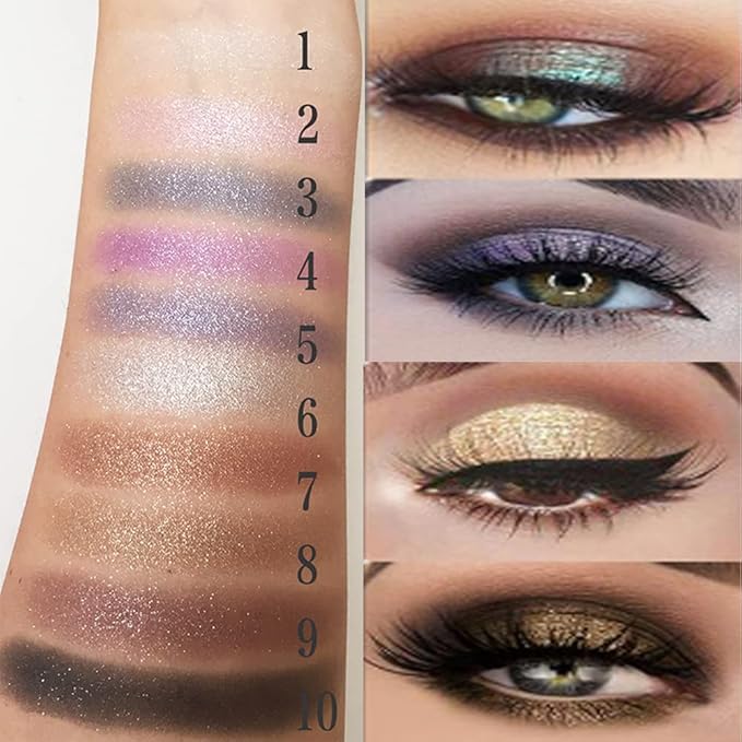 Gold Glitter Eyeshadow Set, 6 Shimmer Colors - Highly Pigmented, Long Lasting, Waterproof & Sweatproof - Professional Nude Palette for Women - Warm, Natural, Neutral & Smokey Eye Shades (#06)