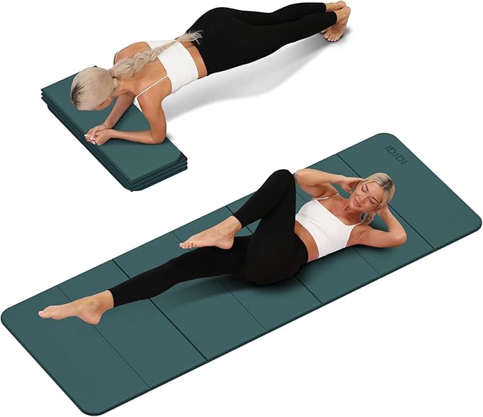 Foldable Yoga Mat Extra Thick 0.32 Inches Eco-Friendly POE Material, Non-Slip Design Fitness Mats, Multi-Purpose Workout Mats For Studio or Home Use (70 x 24 x 0.32 inches）