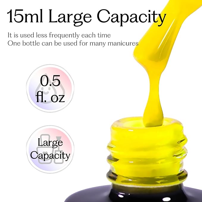 15ML Gel Nail Polish Pure Sheer Same Color Same Bottle Soak Off Gel Polish Art Manicure Salon DIY at Home for Women (Butter Yellow) 1PCS