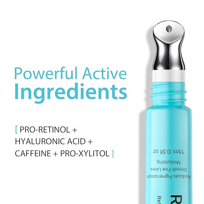 SEACALL Retinol Eye Cream with Caffeine & Vitamin C - Anti-Aging Eye Serum Treatment for Dark Circles, Wrinkles & Puffiness - Fragrance-Free, No Preservatives (15ml)