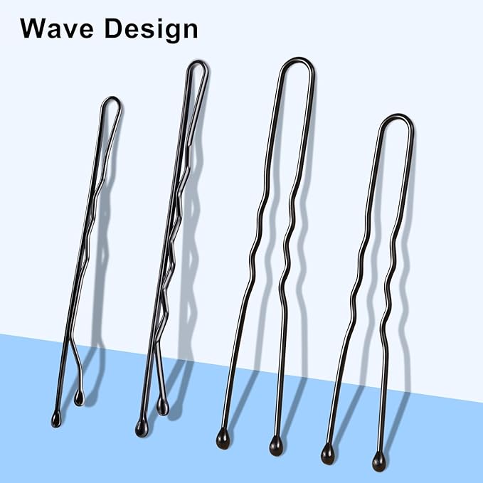 TsMADDTs Bobby Hair Pins Kit, 200 pcs U Shaped Bobby Pins Black for Women, Ballet Buns with Box, 2.4in and 2in