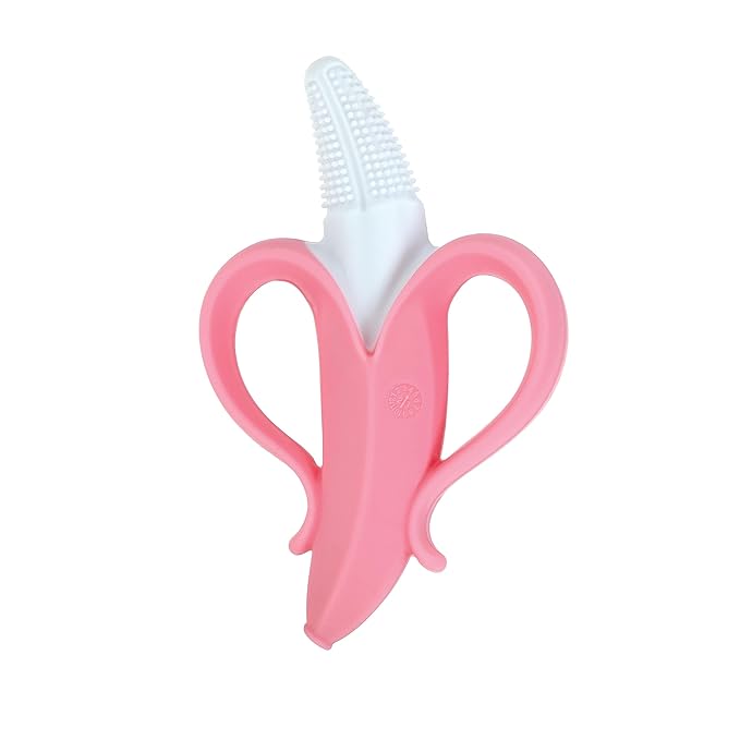 Nuby NanaNubs Banana Massaging Toothbrush - Baby Teething Toy - 3+ Months - Pink