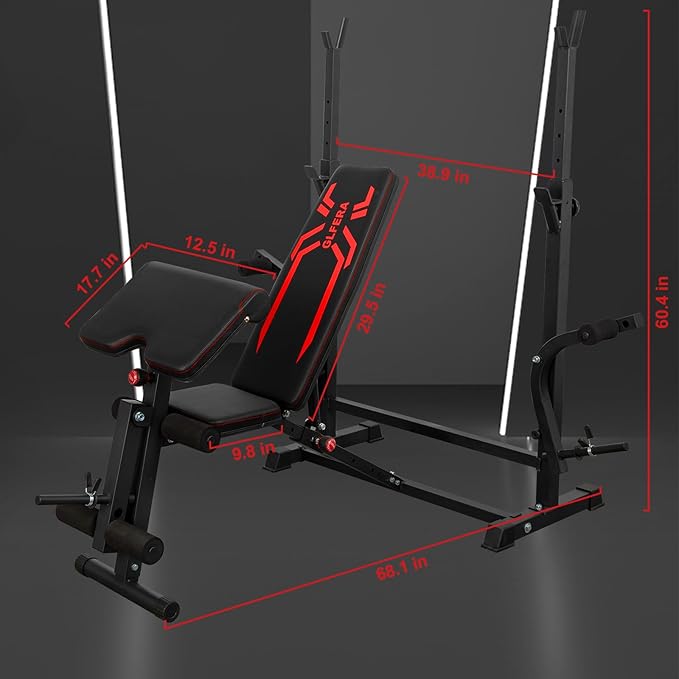 6-in-1 880lbs Weight Bench Set with Squat Rack