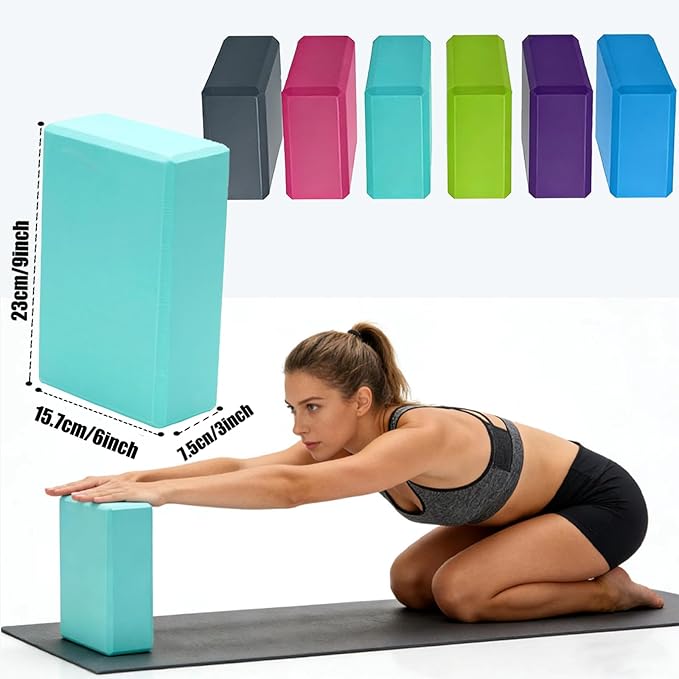 24 Pcs Foam Yoga Blocks Lightweight Non-Slip Supportive Yoga Bricks Yoga Props Accessories for Women Men, Stretching and Meditation (6 Colors)