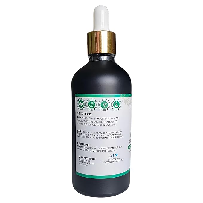 Seddy Organic Castor Oil with Rosemary & Peppermint Hair Growth Oil, Eyelashes, Eyebrows, Skin, & Nails | Hair and Scalp Treatment Oil - 3.4 Fl. Oz