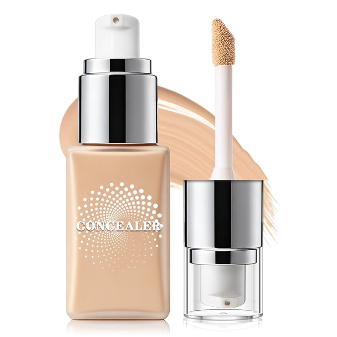 Liquid Concealer, Creamy Texture Full Coverage Matte Finish Concealer for Under Eye, Dark Circles, Fine Lines, Redness & Blemishes, Long-lasting Wear - 01 Light