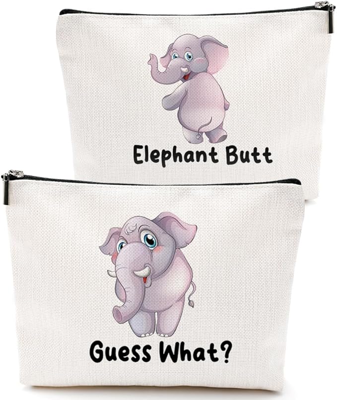 VICBOU Funny Elephants Makeup Bag Elephant Gifts for Women Elephant Supplies Accessories Cute Cosmetic Bag for Girls Daughter Animal Lovers Sister Best Friends Friendship Christmas Birthday Gifts