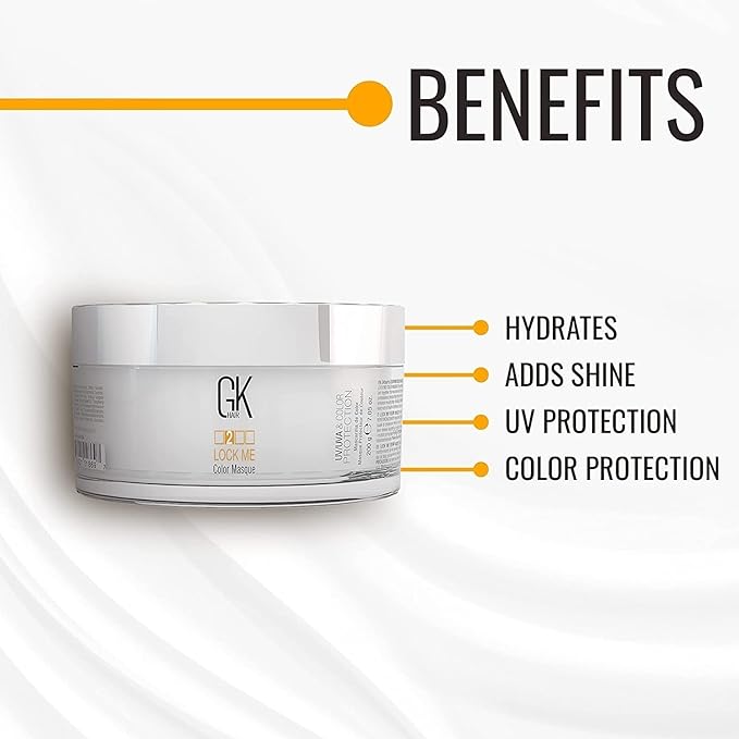 GK HAIR Hair Masque (7.05 Fl Oz/200g) Global Keratin Lock Me Deep Conditioner Mask for Color Protection Against Dull, Damaged & Weak Hair, All Hair Types