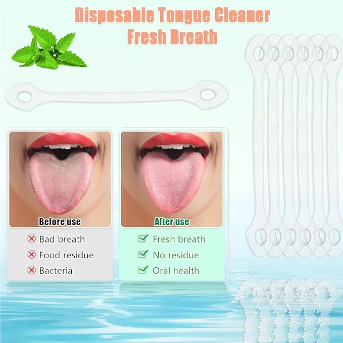 50 Count Disposable Tongue Scraper, Tongue Cleaner for Adults and Kids, Ergonomic plastic tongue scraper,Tongue Scrubber for Oral Care,Reduce Bad Breath,Promote Fresh Breath