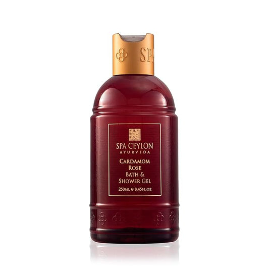 SPA CEYLON Cardamom Rose Bath and Shower Gel | Luxurious Herbal Bath Wash with Aloe Vera, Coconut & Himalayan Rose | Uplifting & Nourishing | for All Skin Types