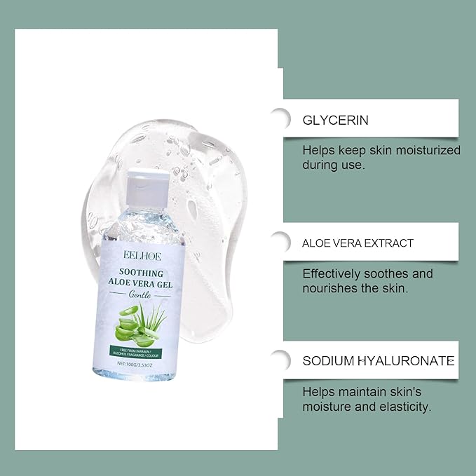 Soothing Aloe Vera Gel，Aloe Vera Gel Body Moisturizer Cream，Deeply Hydrates and Moisturizes Dry Skin and Soothes Sunburns，Suitable for All Skin Types，3.53 Oz
