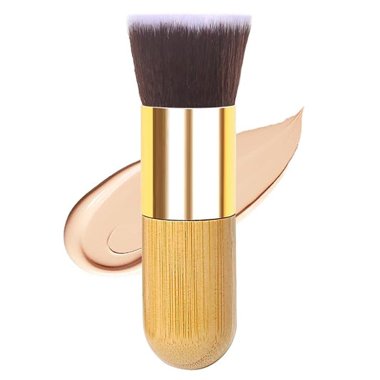 Flat Top Face Foundation Brush Makeup Brush Set Natural Bamboo Handle Makeup Brush/Powder/Eye Shadow Brush Set, Beauty Tools