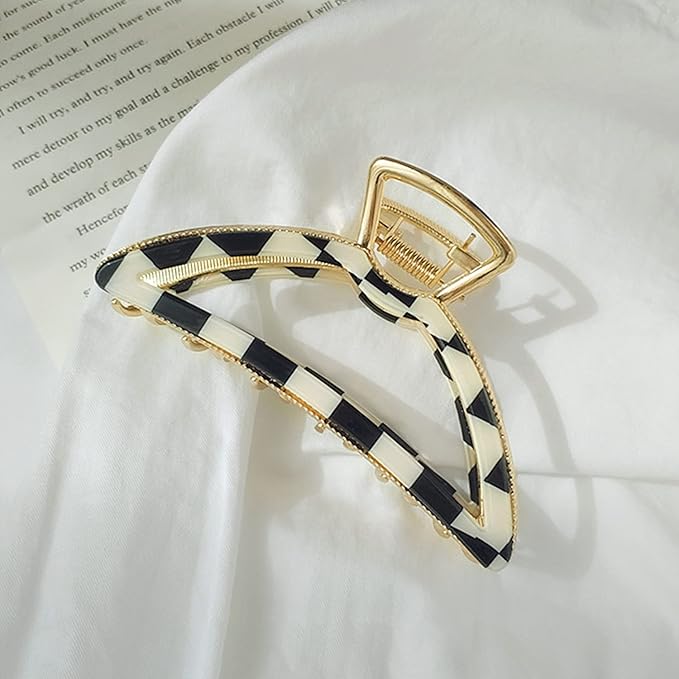 Big Hair Claw Clips Checker Claw Butterfly Barrettes Claw Clips for Women Lattice Design Acetate Claw Clips Metal Hair Clip for Girls Large Hair Accessories for Long Thick Hair 3 Pcs