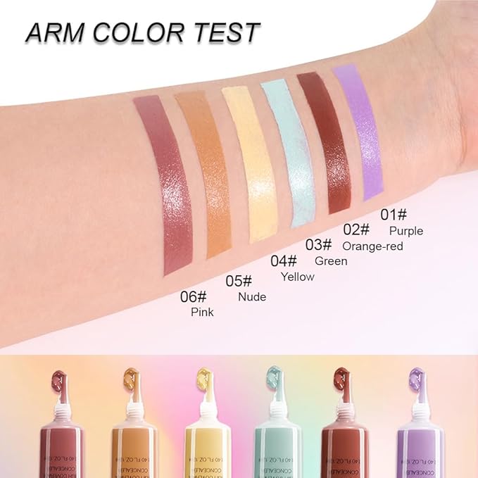 Under Eye Concealer for Women, 24 Hour Green Full Coverage Brightening Concealer for Dark Circles Fine Lines Redness & Discoloration, Waterproof Foundation Color Corrector, 03