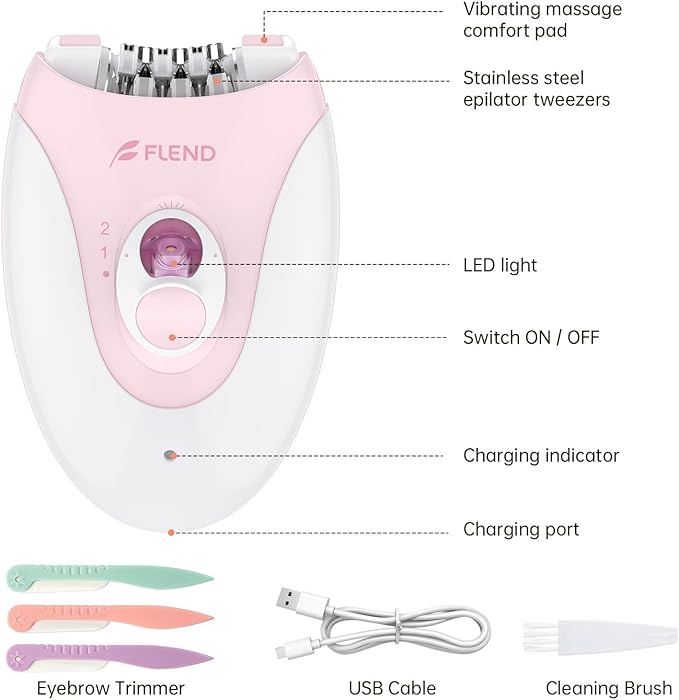 Epilator,Epilator for Women Facial Hair Removal Rechargeable,2 Speeds Hair Removal,Hair Removal Device with 36 Tweezers,Hair Removal for Women Legs/Face/Bikini/Arms,Womens Electric Shaver Smooth Skin