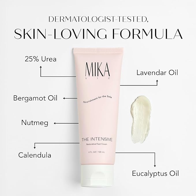 Foot Cream for Dry Cracked Heels and Feet - 4fl oz Urea Foot Cream for Women W/Vitamin E, Shea & Cocoa Butter - Naturally Scented Cracked Heel Treatment & Moisturizer - Non-Greasy