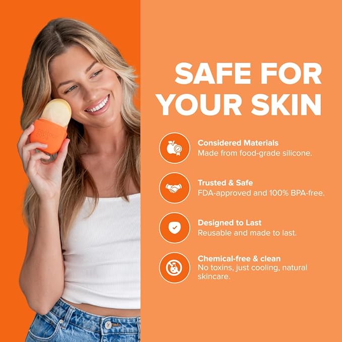 Contour Cube Mini - Revolutionary Ice Roller for Sculpting & De-Puffing - Face Ice Roller & Massager - Ice Mold for Face - Compact Skin Care Tools for Daily Skincare & Travel - Peach
