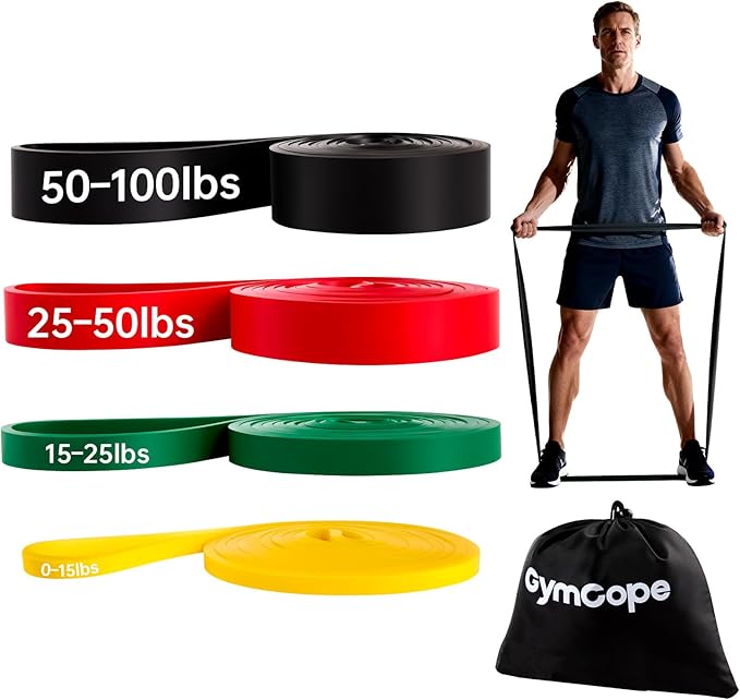 Pull Up Resistance Bands - Assistance Bands Sets of 3/4/5 for Men & Women, Heavy Duty Workout Exercise Bands for Body Stretching, Muscle Training, Instruction and Carry Bag Included