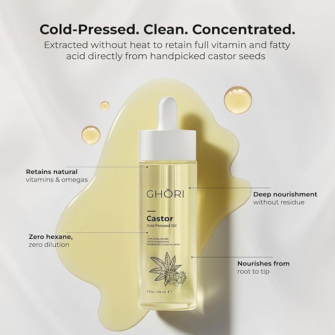 Castor Oil | 100% Pure Cold Pressed | Hexane-Free | Non-Comedogenic | Strengthens Hair, Brows & Lashes | Deeply Nourishes Skin | 2 fl oz / 59ml
