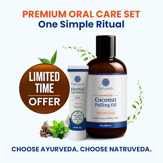 Coconut Oil Pulling Mouthwash – 8 oz, Virgin Clove & Mint Blend, Ayurvedic Oral Rinse for Teeth Whitening, Natural Mouthwash for Gums, Gentle Pulling Oil for Daily Use