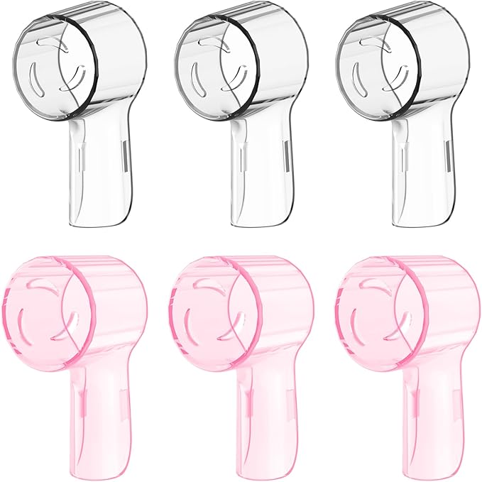 6 Pack Toothbrush Dustproof Cover Compatible with Oral B iO Ultimate Clean Gentle Care Replacment Heads and iO Series 3 4 5 6 7 7G 8 9 Electric Toothbrush, (Transparent+Rose)