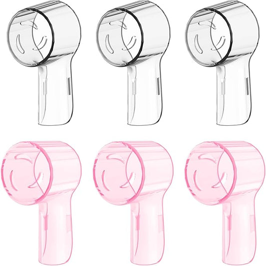 6 Pack Toothbrush Dustproof Cover Compatible with Oral B iO Ultimate Clean Gentle Care Replacment Heads and iO Series 3 4 5 6 7 7G 8 9 Electric Toothbrush, (Transparent+Rose)