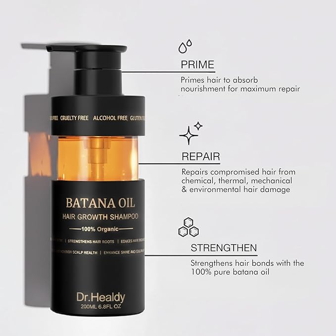 Anti-Thinning Batana Oil Shampoo & Deep Moisturizing Conditioner Set (6.8oz x2) Natural herbal Scent,Clarifying Hair Care,Hair Thickening Product, Women & Men