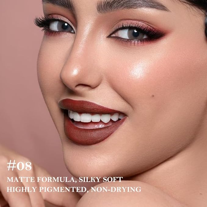 JUAAZIN 2Pcs Gradient Matte Lipstick Crayon Lip Liner pencil, Flawless Contour Gradual Ombre Effect lip Pencil, for Women Long Lasting Waterproof Smudge Proof Lipstick Pencil 05#+08#