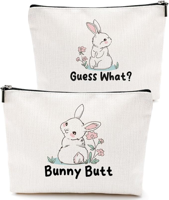 Funny Cute Rabbit Makeup Bag Bunny Gifts Bunny Supplies Accessories Cosmetic Bag for Women Girls Daughter Pet Owner Bunnies Lovers Sister Best Friends Bestie Nurse Graduation Mothers Day Birthday