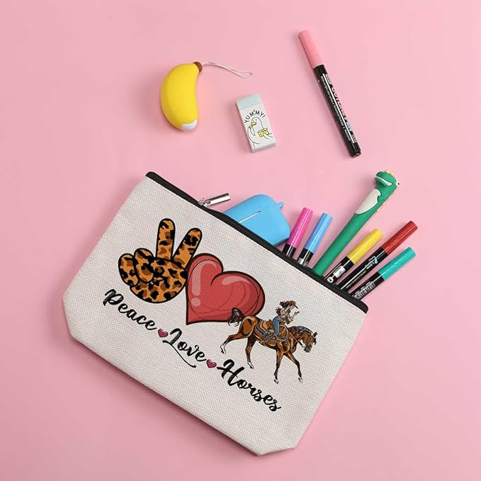 ZHAMEN Horse Gifts for Girls - Makeup Bag | Graduation & Mother's Day Equestrian Gifts for Women & Horse Owners
