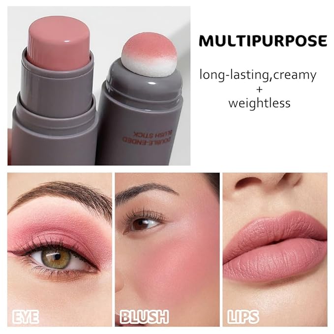 Cream to Powder Blush Stick, High Impact Color, Moisturizing Face Makeup (01#, 1 Count (Pack of 1))