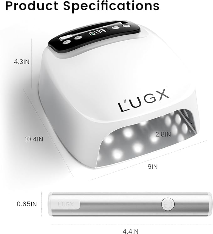 L'UGX 2 in 1 UV LED Nail Lamp, Rechargeable UV Light for Gel Nails, Cordless Nail Dryer with Handheld Gel Light for Nail Polish, Perfect for Home Salon Manicure
