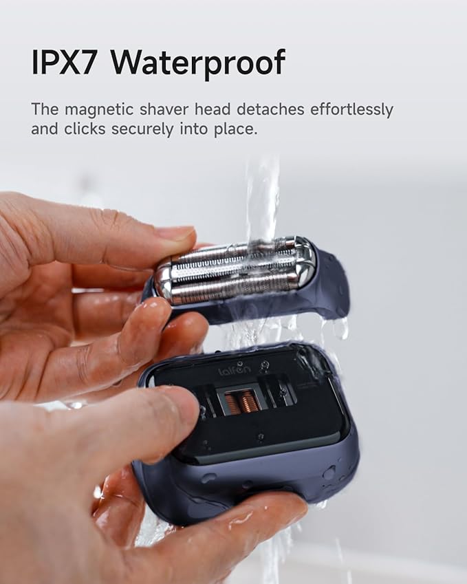 Laifen P3 Pro 3-Blade Electric Shaver Set – Includes P3 Pro Shaver, Travel Pod & Non-Slip Pad, Dual Linear Motors 12,000 Cuts/Min, 100-Min Runtime, IPX7 Waterproof (Royal Blue)