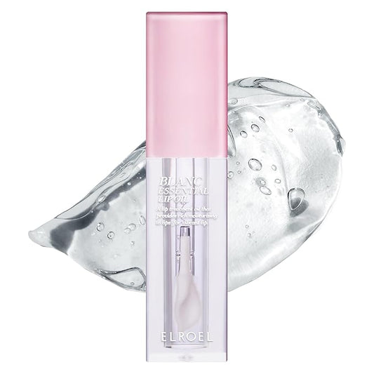 Blanc Essential Lip Oil - 50HR Moisturizing & Hydrating Korean Lip Gloss Makeup with 6 Botanical Extracts - Lightweight, Non-Sticky Clear Essence Overnight Repair 0.15 fl oz (#01 Pure Lychee)