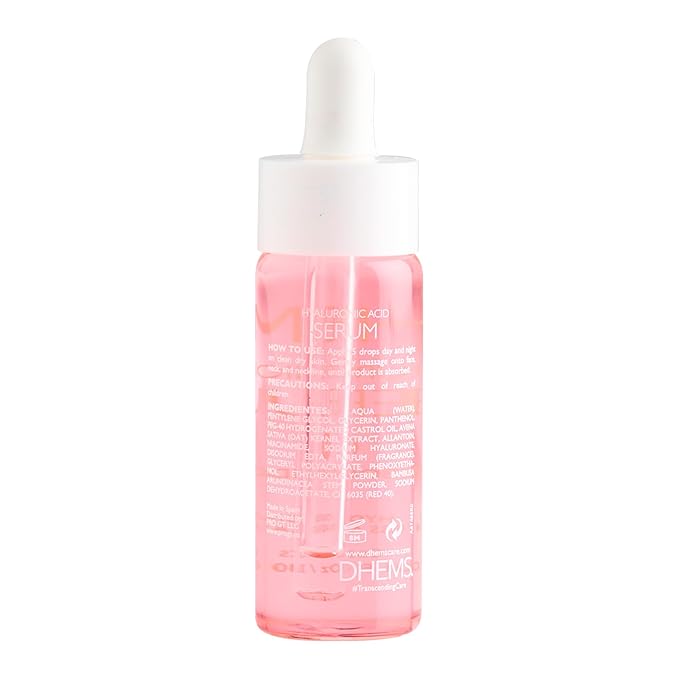 Dhems Hyaluronic Acid Serum for Face with Bamboo and Oat for Reduce Wrinkles, Hydration, Firmmess and Elasticity with Vitamin B3 & B5 for All Skin Types 1.01 Ounces