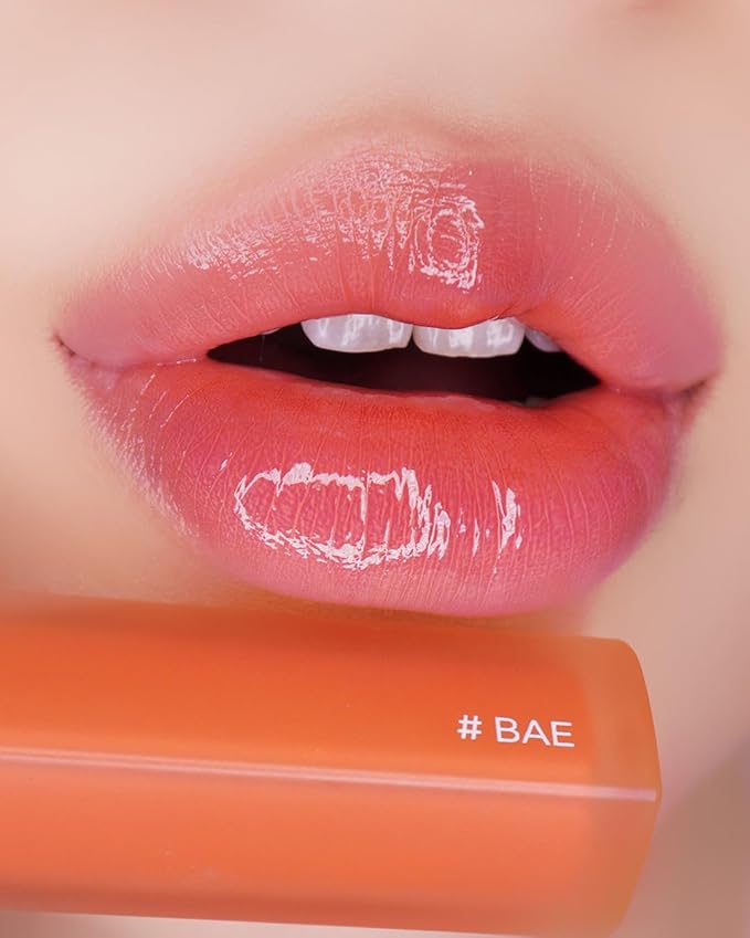 HOLIKA HOLIKA Heart Crush Glow Lip Tint Air – Korean Lip Tint with High Shine Juicy Fruit Jam Colors Lip Stain – Hydrolyzed Collagen & Vitamin C (03 BAE)