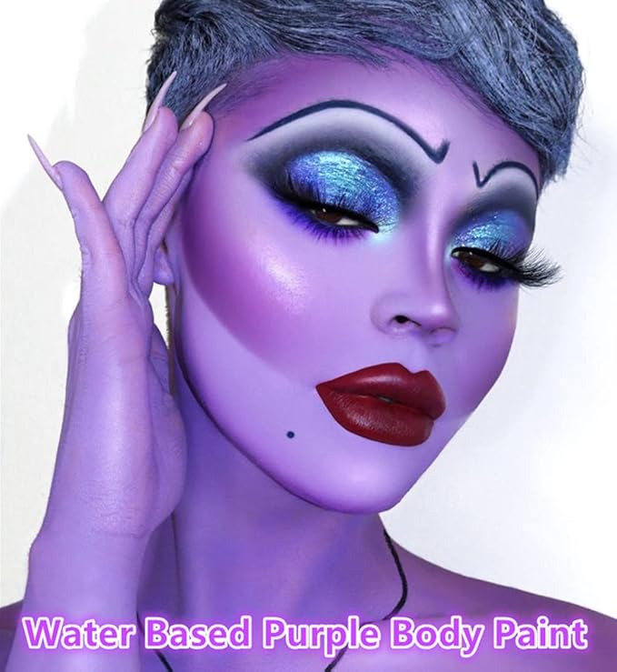Go Ho 6 Colors Purple Face Body Paint,Cream Water Based Makeup for Halloween Cosplay,Body Paint FX Makeup Palette,Professional Face Paint Purple Makeup