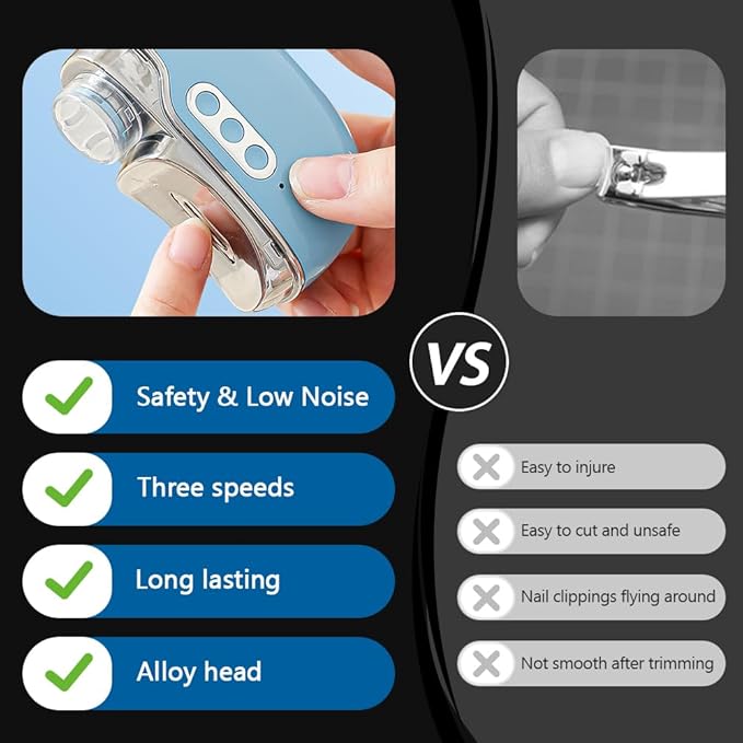 Multi Functional Electric Nail Clippers, 2026 Upgraded 3 in 1 Electric Polishing Automatic Nail Clippers for Toenails or Hand Fingernails, Portable Rechargeable Device for Adults Seniors Care (Black)