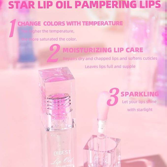 Hydrating Lip Gloss Transparent Lip Care,Magic Color Changing Moisturizing Lip Glow Oil Plumping Glimmer Glow Lipstick, Long Lasting Non-sticky Fresh Texture Lip Oil(Q2394-2#Change Color)