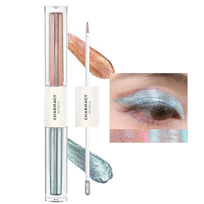 CHARMACY 2 in 1 Starlit Duochrome Liquid Eyeshadow, Glitter Sparkle Colorful Liquid Eyeliner, Quick Drying, High Pigmented, Long lasting Holographic Glitter Multichrome Eye Makeup #05