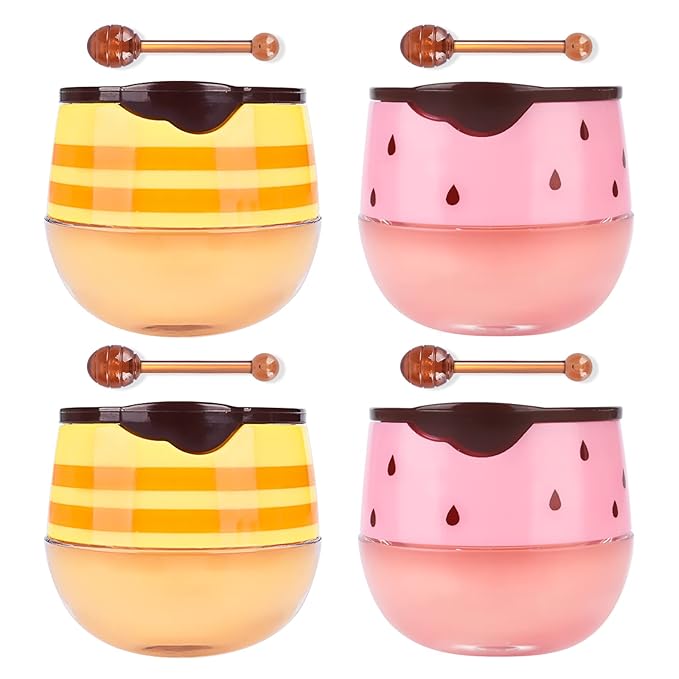 4Pcs Honey Strawberry Lip Balm Honey Exfoliator