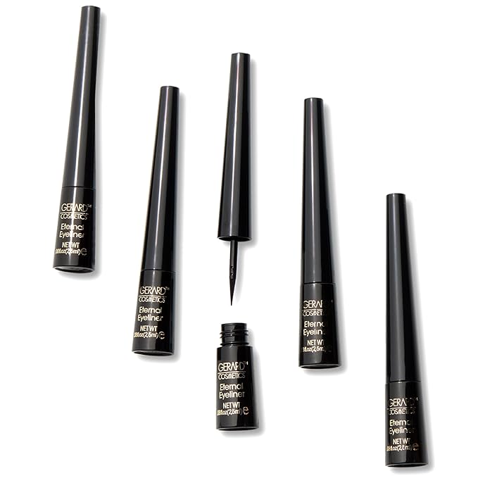 Gerard Cosmetics Eternal Eyeliner, Ultra Black Liquid Eyeliner with Fine Precision Tip Applicator, Extended Long Wear, Cruelty Free, Waterproof Smudge Proof Eyeliner