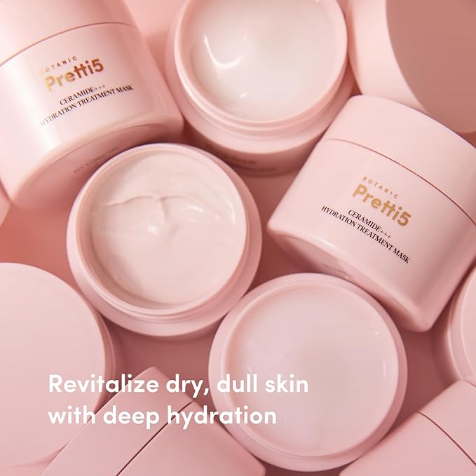 Pretti5 Botanic Ceramides+++ Hydrating Treatment Mask Provides Deep Hydration and A Strengthened Barrier for Dry, Sensitive, Dull Skin, Calms Inflammation & Redness