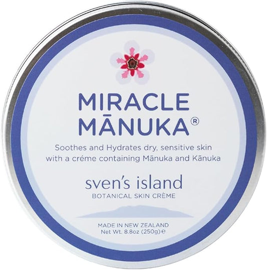 Sven's Island Miracle Manuka Cream – Natural, Steroid-Free Moisturiser for Sensitive & Dry Skin, Safe for Babies & Adults, Made in New Zealand (8.8oz)