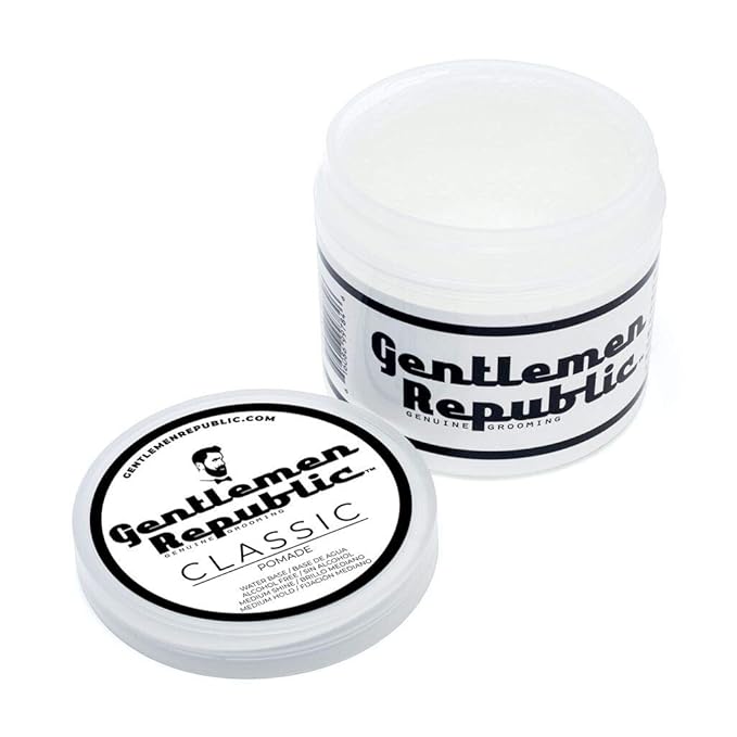 Gentlemen Republic Classic Pomade for Men - Water Based Pomade for Medium Hold & Shine, Premium Mens Hair Styling Products with No Beeswax - Ideal for Classic Styles, 4oz