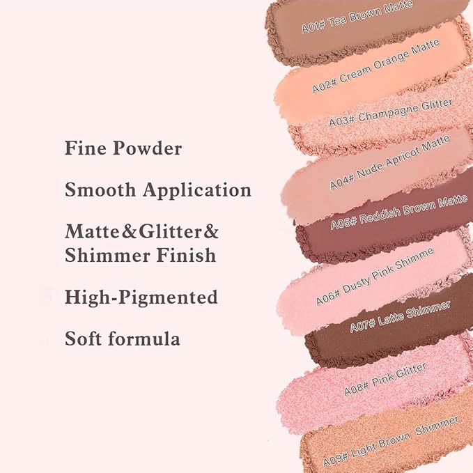 Pink Glitter Single Eyeshadow Makeup Powder Palette，High Pigment Blendable Formula Eye Make-up for Women，Neutral Eye Shadow，sombras para ojos，Longwear Waterproof，Vegan & Cruelty-Free，Eyeshadow Gift