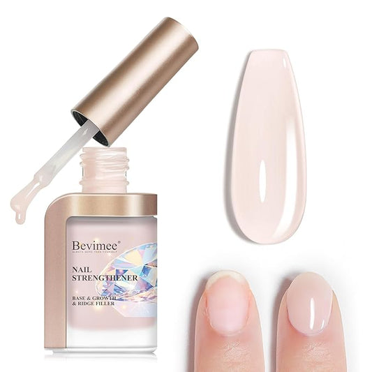 Nail Strengthener Natural Nails Hardener Extra Strong and Growth Nude Nail Repair Strengthening Polish Ridge Filler for Weak and Damaged Nails 12ML