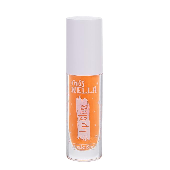 MISS NELLA Magic Spell Lip Gloss, Peach hydrating children Lip Gloss, watermelon scent, gentle on the skin. gives a sheer kiss of colour, with extra shine.