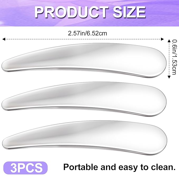 3pcs Mini Metal Makeup Spatula, Reusable Cosmetic Cream