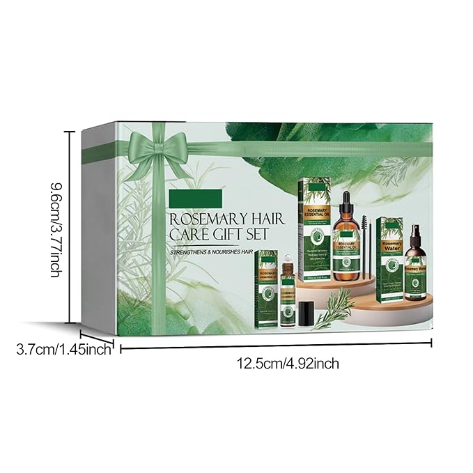Rosemary Hair Care Gift Set Growth Oil Kit with Spray & Roller，Hair Repair for Strengthen & Nourish - Natural Treatment with Jojoba Oil for Damaged Hair Care Suitable for Women and Me（3.38 Fl Oz）